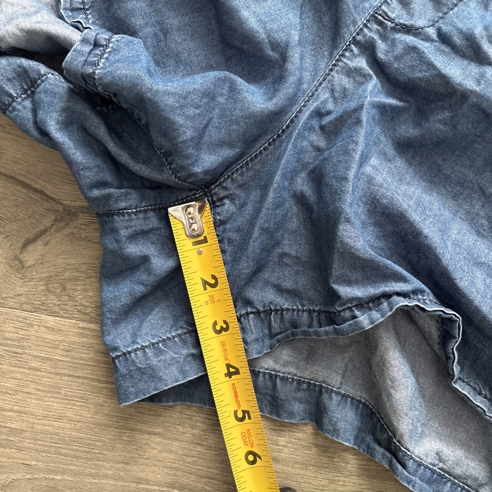 ana plus size 24w shorts blue chambray easy pull on elastic drawstring - Picture 9 of 11